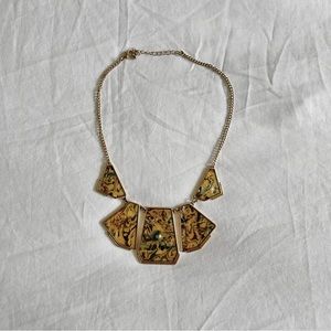 Stone-like Panel Gold Necklace